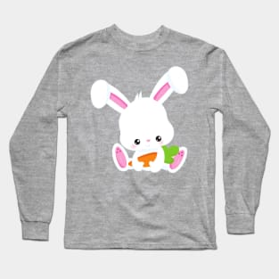 Cute Bunny, White Bunny, Little Bunny, Carrot Long Sleeve T-Shirt